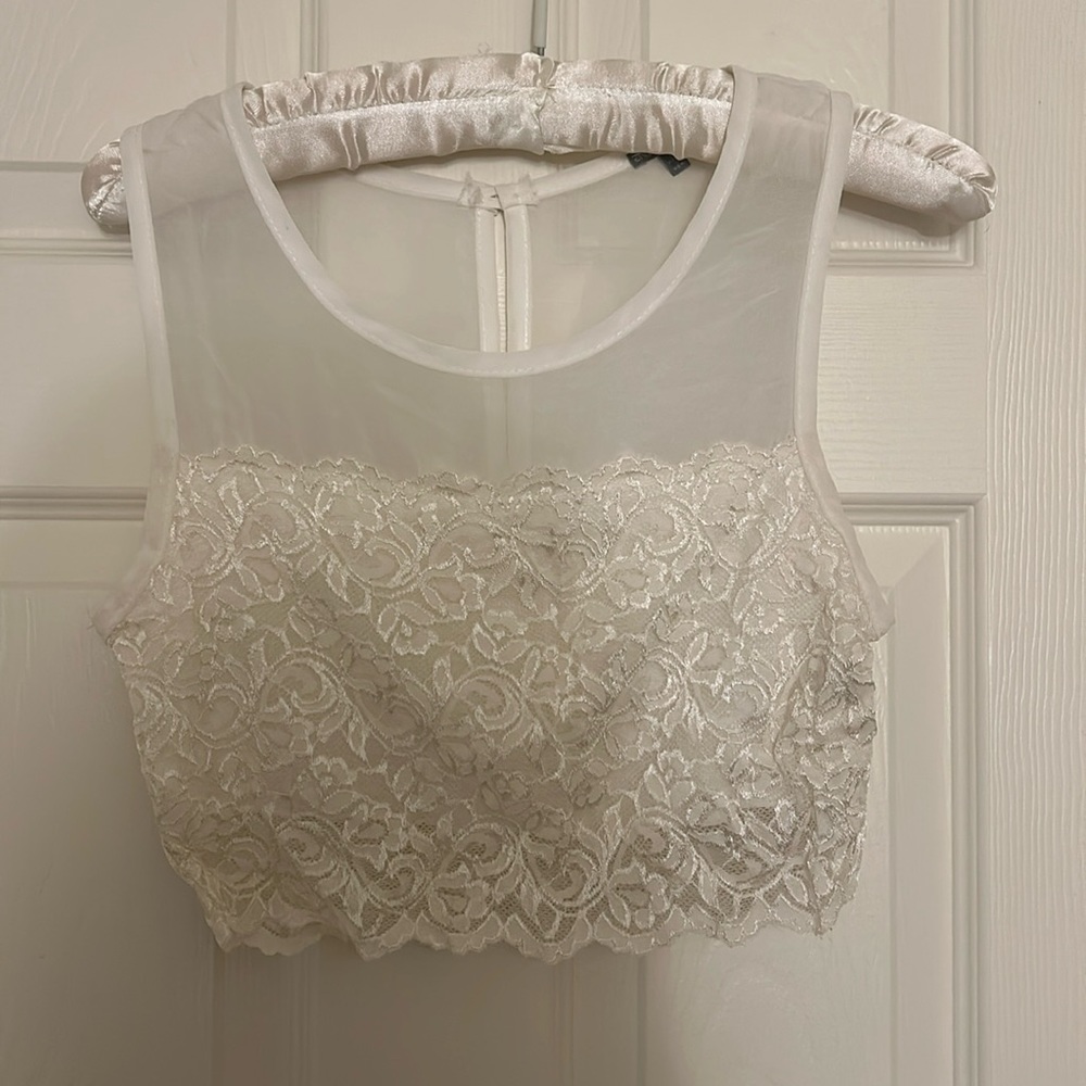 Charlotte Russe White Lace Crop Top